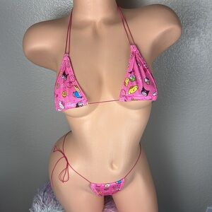 NEW Sanrio Character Pattern Super Sexy Stripper Dancer Micro Bikini Set OS